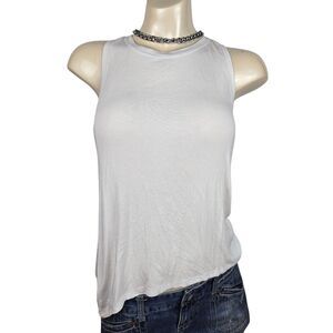 Athleta Racerback Tank Top Sz S White Ribbed Athleisure Yoga Workout Gym